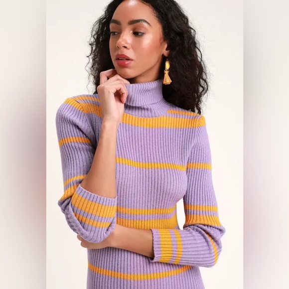 NWT Saks Fifth Avenue’s MOON RIVER Lavender and Mustard Long Sleeve Dress - Picture 5 of 5